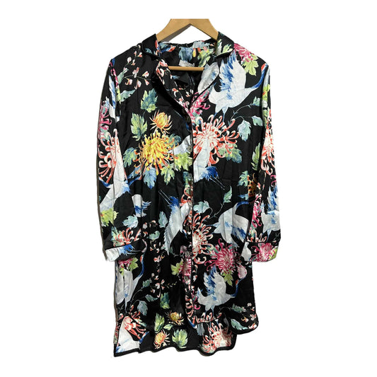 Laycuna London Oriental Bird Print Silk Satin Nightshirt Pyjama's - Recurring.Life