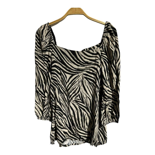 Sosandar Zebra Print Square Neck Long Sleeve Top - Recurring.Life