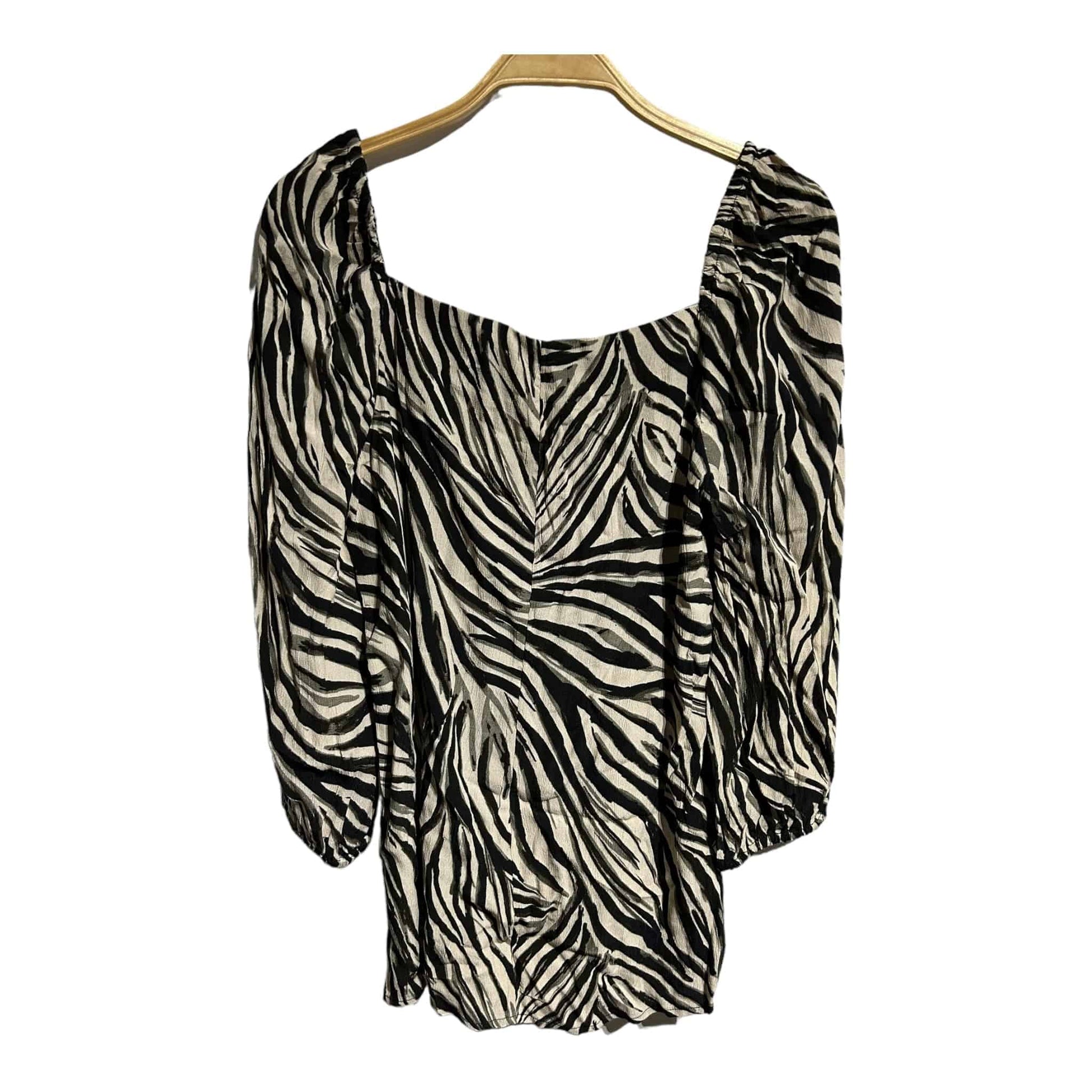 Sosandar Zebra Print Square Neck Long Sleeve Top - Recurring.Life