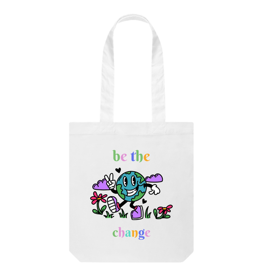 White Recurring.Life Be The Change Tote - White